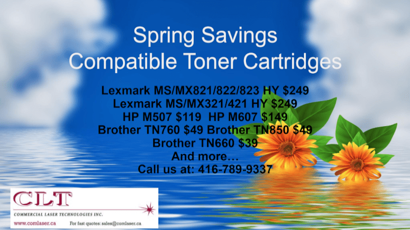 spring Specials on Compatible or refilled toner cartridges